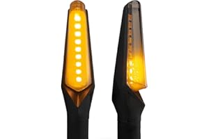 Aharon Motolumino LED Sequential Flowing Turn Signal Lights | 2-Pack (1 pair) | Super-Bright Tinted | Motorcycle/Moped Flasher Indicator | E-Mark | Waterproof Moterbike Blinker | 2-Year Warranty