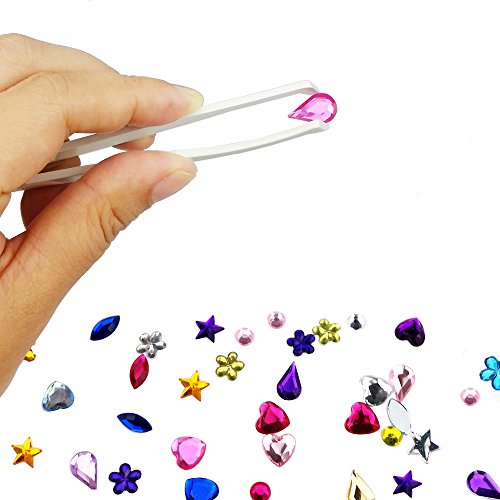 JPSOR 600 Stück Flach Gefäß Acrylat Strass Steine künstlich Strasssteine Schmucksteine, 6 Formen, 6-13mm, gemischte Farben - 4