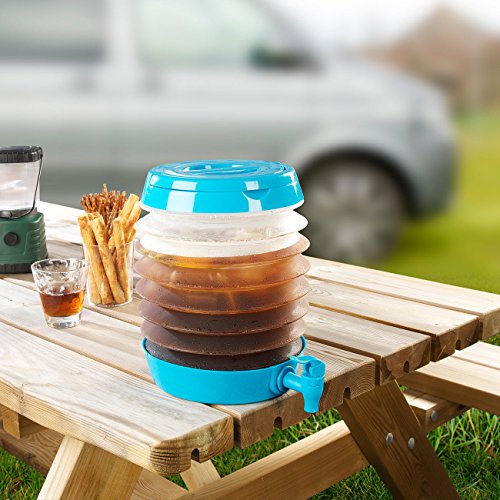 PEARL Faltbares Fässchen, Auslaufhahn, Ständer, 5,5 Liter, blau/transparent - 2