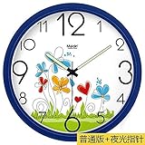WIHY Leise Seiko Wanduhr Quarz Batterie Mode Präzision modernes Geschenk Uhr Digital Art Zeichnung Quarzuhr Home Wanduhr, 13 Zoll, Basic Sapphire Blue - Pin-738,