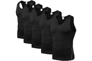Odoland Herren Kompressionsshirt Tank Top 5er Pack Quick Dry Sleeveless Sports Shirt Ärmelloses Herren Funktionsshirt Laufshirt