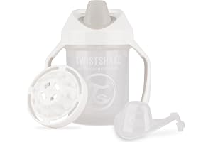Twistshake Mini Cup med Handtag och Mjuk Drickpip i Silikon 230ml, Träningskopp för Småbarn Förhindrar Läckage, Läckagesäke Dricka Kopp med Fruktblandare, 4+ Månader, BPA Fri