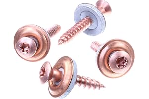 SECCARO - Spengler-skruv, 4,5 x 30 mm, kopparfärgad, i rostfritt stål A2, EPDM-bricka 15 mm, sexkant med fördjupning, 100 st