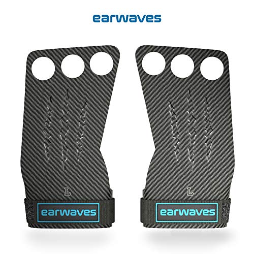 Earwaves ® Carbon Spino Grips 2 & 3 Agujeros - Calleras Crossfit para Hombre y Mujer. Guantes para Calistenia, Dominadas, Pull ups, Muscle ups, Gimnasia, Barra, Anillas, etc.