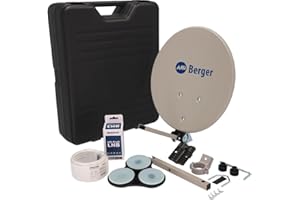 BERGER | Installation Satellite Mobile | Set Complet LNB Simple | Satellite pour Camping, Camping Car et Caravane | Accessoire Camping Car | Antenne Camping Car