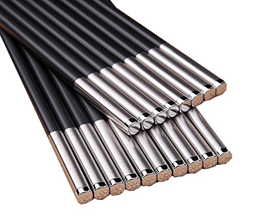 10 Pairs Reusable Chopstick Set Black Chopsticks