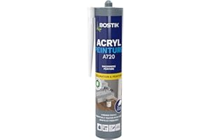 Bostik Acryl Peinture – Mastic Acrylique – Intérieur – Spécial Peinture, Calfeutreutement et Fissures – Tous Matériaux – Blanc – Cartouche 310 ml