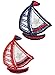 Produktbild 2 tlg. Set: Bügelbilder - Segelboot - 2,8 cm * 3,4 cm - Aufnäher Applikation - Schiffsanker - Reise Schiffsreise - Kreuzfahrt - Matrose Kapitän - Meer Schiffe Boot - Logo Emblem / Maritim Schiff / Segeln