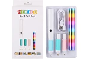 Briartw Set di 3 penne riscaldate a caldo USB DC5V per aggiungere kit di strumenti per scrapbooking scritti a mano brillanti con rotolo di carta stagnola di colore arcobaleno Glimmer Card Making Craft