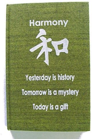 Green Harmony Affirmation Hardback Notebook / Journal - Unlined Pure White Paper - 54 Sheets
