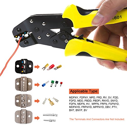 Crimpzangen Abisolierzange Set,Paron Professionelle D4301 Zwinge Zange Set – Presszange Crimpzange + Abisolierzange + Schraubendreher S2 + 3 Einsätzen + 4 Schrauben + Tasche, 0.25-6.0mm für isolierte unisolierte Aderendhülsen Ratsche Kabelschuhe - 2
