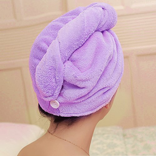 1Pcs Purple Hair Drying Microfiber Bath Towel Shower Head Cap Wrap Accessories