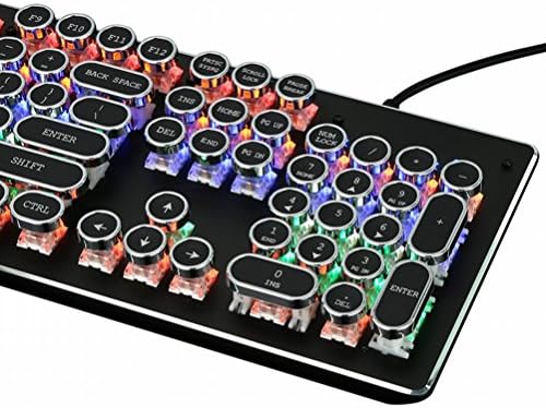 Marquee Real Machine Keyboard Green Axis 104 Colorful Metal Computer Game Cable Steam Retro Round Cap,Black