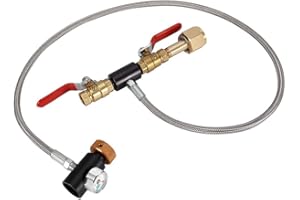 Jimfoty Adaptador de Recarga de Cilindro de CO2 G1/2, Sistema de Manguera de Recarga de CO2 para máquina de fabricación de Soda Conector de Botella de CO2 para Sodastream(36"con manómetro)
