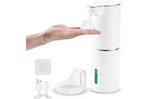 LAOPAO dozownik mydła, automatyczny montaż na ścianie, elektryczny dozownik mydła w piance, zestaw do ładowania przez USB, z czujnikiem ruchu na podczerwień, do kuchni i łazienki (biały)