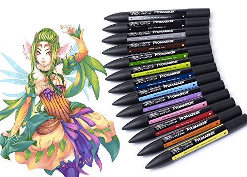 PROMARKER PANTONE PENNARELLI DOPPIA PUNTA WINSOR&NEWTON LETRASET PANTONI SET (TONI MANGA FANTASY - SET 12+1)