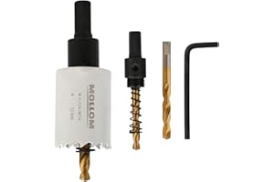 Mollom (32mm | 1-1/4") HSS M42 con 8% de cobalto,Sierra de Corona Bi-Metal con 2 Brocas Piloto y Arbor para Corte Suave en PVC,Pladur,Madera,Plástico,Yeso,Goma