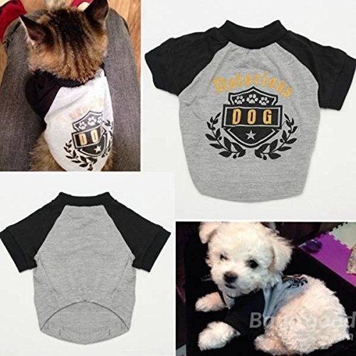 Preisvergleich Produktbild Saver Sommer Hundekatze Hemd Welpen Baumwollmischung Shirt Kleidung Haustier Kleid Kostüm Grau