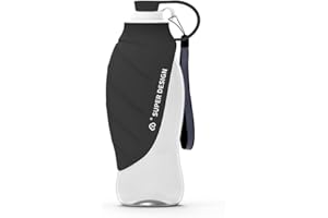 BePetMia Butelka na wodę, podróżna, dla psów, zakrętka może służyć jako miska do picia, butelka na napoje z silikonu, 580 ml (kolor szary)