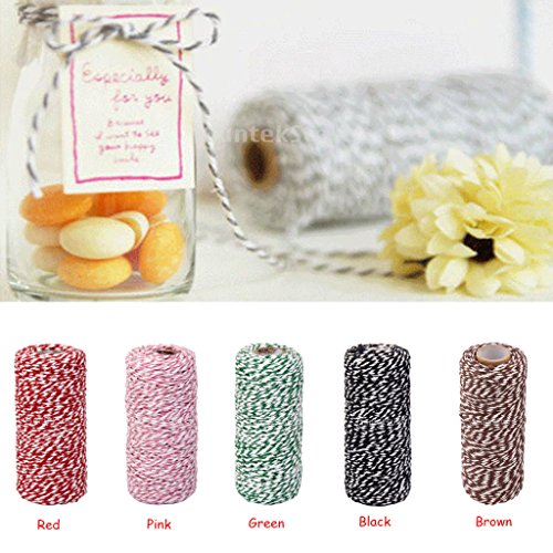100m Wickeln Geschenk Baumwollseil Band Schnur Seil Schnur String Rot, Weiss - 5