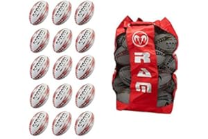 RAM RUGBY Top Rugby - 15 palle da rugby con borsa traspirante, per l’allenamento