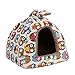 Produktbild Delaman® Premium Hundebett süße Katzenhöhle Plüsch mit Eulen-Cartoon-Muster für Haustier Hund Katze Kaninchen Soft Bett Haus Indoor zum schlafen, Waschbar (Size : S)