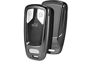 OATSBASF Car Key Cover Compatible with Audi A4L A6L A8 Q5 Q7 TTS TT Silicone TPU 3 Buttons Key Box Shell (Black)