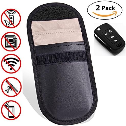 2 Pack Car Keyless Signal Blocker Case, Entry Fob Guard Blocking Pouch Bag, Defend GSM/WIFI/LTE/NFC/RF Remotes Control Antitheft Lock Devices Shielding Healthy Cell Phone Credit Card Protection