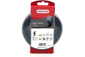 Oregon Stjärnformad Trimmertråd för Grästrimmers och Röjsågar, Fem Skärkanter för Rena Snitt, Professionellt Slitstarkt Nylonmaterial, Passar Bensindrivna Trimmers, 2,4 mm-90 m (104883E)