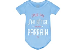 PIXEL EVOLUTION Body J'peux pas j'ai bêtise avec mon Parrain préféré Body bébé - Body humoristique et rigolo - idée cadeau naissance