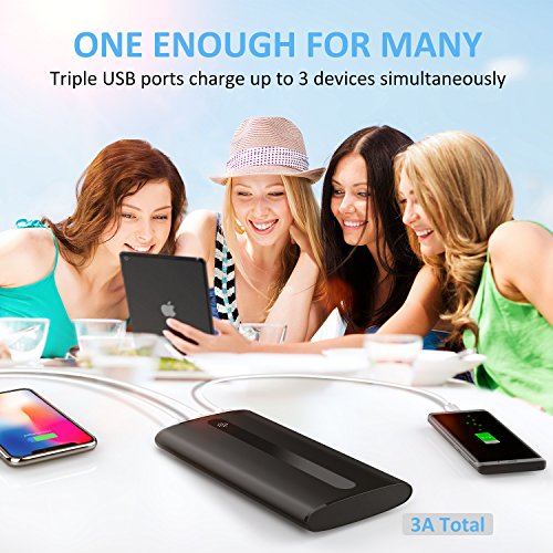 Power Bank 24000mAh Batterie Externe Ultra-Portable Chargeur de t  l  phone externe avec 2 1A Port d entr  e  lumi  res LED et 3 ports de charge pour 