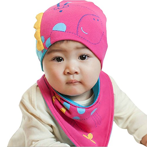Wawoo®Infant Baby Beanie Hat Soft Cotton Sleeping Cap + Triangle Neckerchief Bandage Girls/Boys 3-24 Months Cartoon Horse