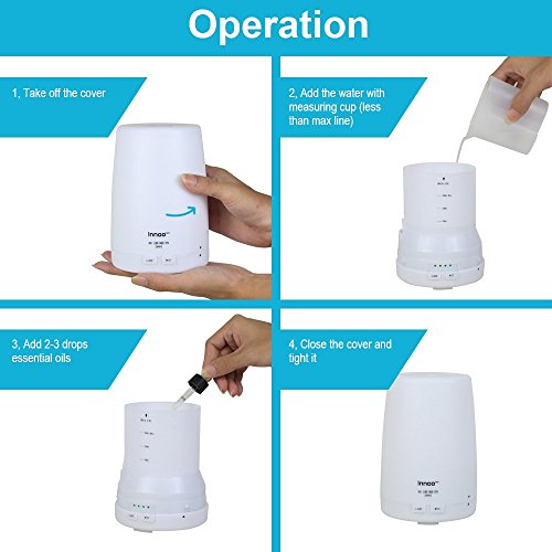 InnooTech Aroma Diffuser 300ml Diffusor Ultraschall Luftbefeuchter Kalten Nebel Technologie Abschaltautomatik Raumbefeuchter mit 7 LED Farbwechsel und Ebook für Babies Yoga Kinderzimmer Schlafzimmer Büro usw. - 6