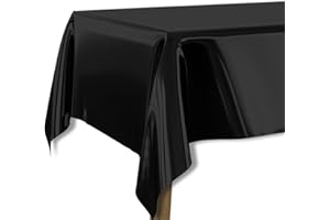 PartyWoo Nappe rectangulaire Noire, 137 x 274 cm, Nappe en Plastique, pour Table de 1,8 à 2,4 m, Nappe en Plastique, Nappe imperméable pour fête, Anniversaire, Mariage (Lot de 1)