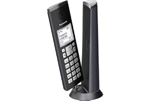 Panasonic KX-TGK220GM Design Telephone with Answering Machine (Alarm Clock, Home Phone (Cordless), HD Telephony, Eco-Plus, Hands-Free Function) Matte Black