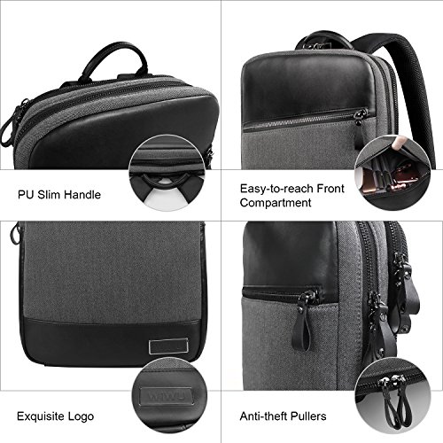 WIWU 15 Zoll für MacBook 15,4″ Damen Herren Rucksack Business Backpack Laptop Tasche Daypack Tagesrucksack zur Arbeit und Uni Slim Eleganter Stil (Grau, 15,4 Zoll) - 3