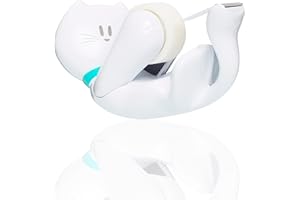 Scotch Distributeur de Ruban Adhésif Chat - 1 Distributeur de Ruban Adhésif + 1 Rouleau Ruban Magique Scotch - Ruban Adhésif jusqu'à 19 mm de Large x 33 m de Long sur un Petit Moyeu (2,54 cm) - Blanc