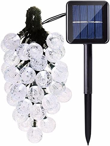 Mindtech Solar String Lights Bubble Ball Solar Lights 6.5 Meter 30 LED Solar Ball Lanterns Outdoor Garden Lighting Solar Fairy String Lights for House,Yard,Pathway,Decoration Light for Your Wedding,Street Landscaping,Daily Party and Fastival Party (White)