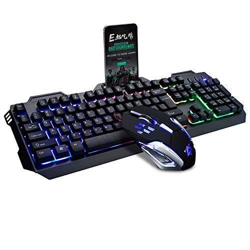 Preisvergleich Produktbild Gaming Tastatur und Maus Set, Wired USB Rainbow Hintergrundbeleuchtung Multimedia Ergonomische Tastatur + 3200 DPI optische Maus für Win10 / 8 / 7 / Mac / OS / XP / Vista