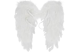 MSemis Kinder Engel Federflügel Weiß Weihnachten Engels Flügel Kostüm Engelsflügel Deko Party Halloween Weihnachten Kostüme Verkleidung Accessoire