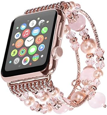 Apple Watch Band, Acnacy Fashion Sports Beaded Bracelet Strap Band / Watch Sport / iWatch Band for Apple Watch Series 2 Series 1 All Version (38mm Pink)
