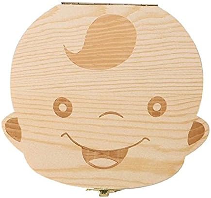 Jooayou Baby Wooden Fairy Tooth Box, Tooth Album Keepsake Souvenir Box Organizer