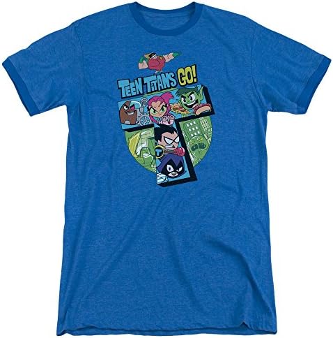 Teen Titans Go T Mens Adult Heather Ringer Shirt Royal Xl