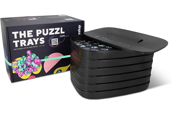 Puzzlup Trieur de Puzzle 3000 Pièces avec Présentoir de Boîte - Boite Tri avec 12 Bacs Empilables - Rangement Pratique pour Fans de Puzzle