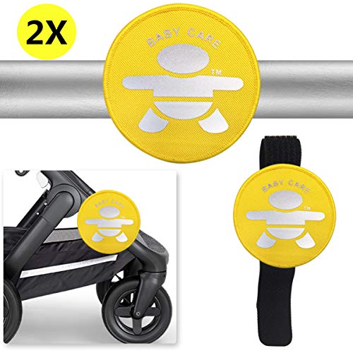 ZjRight - Confezione da 2 riflettori per Carrozzina, Accessori di Sicurezza Riflettenti per Passeggino, Biciclette, rimorchio, Borsa per la Scuola, Zaino e Altro Ancora, Colore: Giallo Neon
