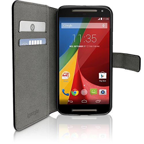 igadgitz U3463 igadgitz Premium PU Cuero Funda Cartera Tapa Carcasa Para Motorola Moto G 2    Generaci  n 2014 XT1068  G2  Piel Flip Case Cover Con Ranura Para Tarjetas y Soporte y Cierre Magn  tico y Protector Pantalla - Negro