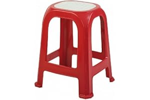 OMS HOME STORE Large Tall Plastic Garden Stool Stackable Outdoor Indoor Chair Stool or Table (Red)