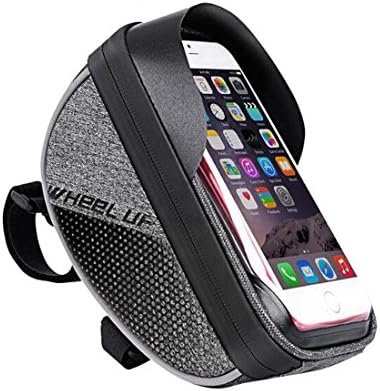 Bike Handlebar Bag, Bike Phone Mount, Waterproof Bicycle Front Top Tube Pouch Pannier Cycling Frame Bag Bike Phone Holder Stand for iPhone 12 11 Pro Max XS XR X 8 6 Plus Samsung Smartphone Below 6.5''