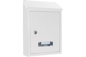 ROTTNER HomeDesign cassetta postaleHomeDesignMailbox HDM-2100-Bianca, in acciaio, con 2 feritoie, targhetta portanome integrata nella finestra di visualizzazione, goffratura, serratura a cilindro bianca.