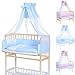 Produktbild LCP Kids Baby Beistellbett natur mit Matratze und Bettwäsche, Farbe blau